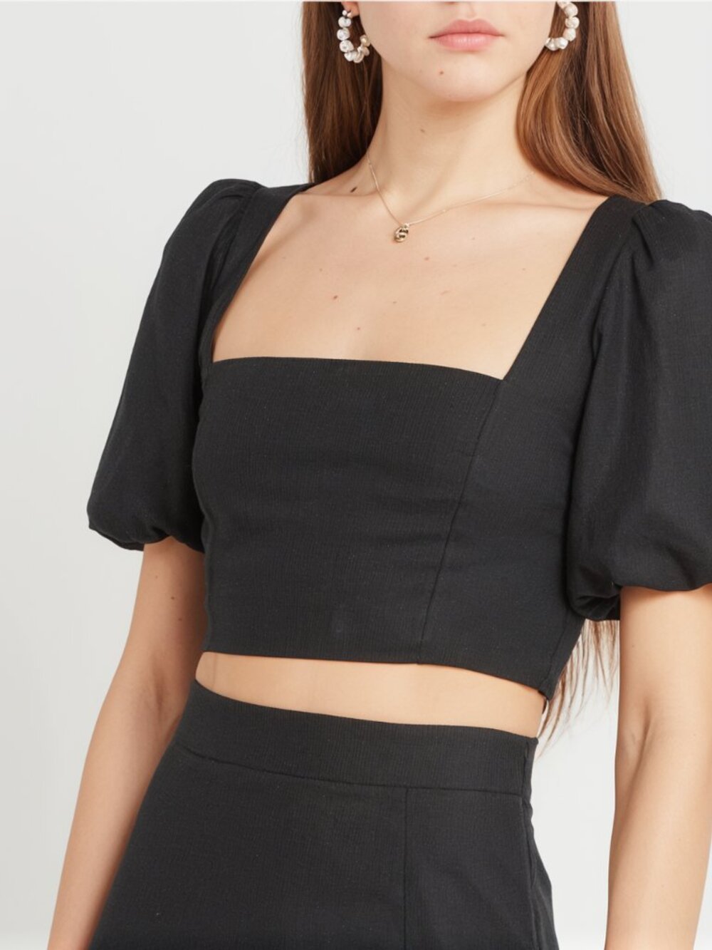 NWT Anthropologie o.p.t Sana Puff Sleeve Crop Black M